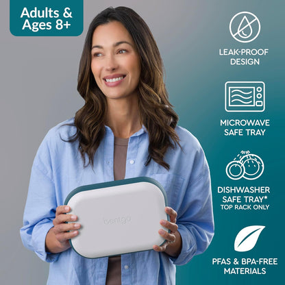 Bentgo Chill Max Leak-Proof XL Lunch Box - Included Ice Pack Keeps Food Cold; 5-Cup Capacity for Adults & Ages 8+, 3 or 4 Compartment Bento Box, BPA-Free, Dishwasher Safe (Bone & Glacier Blue)