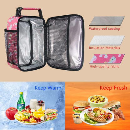 Hap Tim Kids Lunch Box for Girls Boys, Reusable Lunch Bag for Kids, Spacious Lunchbox, Insulated Lunchbag, Purple Unicorn(18654-PP)