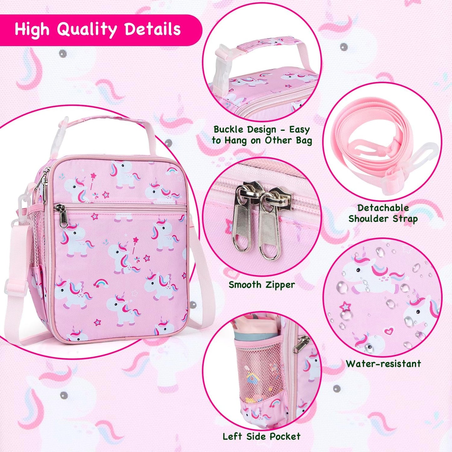 Kids Insulated Lunch Box Bag, Thermal Picnic Cool Bags with Adjustable Strap for Adults Children Women Men Boys Girls School Work (CAM-Blue)