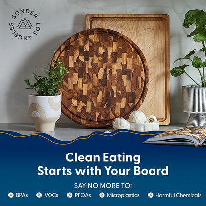 Sonder Los Angeles Doheny Wood Cutting Board Set | Acacia Edge Grain Cutting Board for Kitchen with Juice Groove | Perfect for Compact Daily Use | Gift Box Included | 14x10x1 in & 12x8x1 in