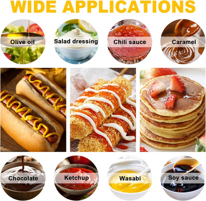 4Pack 23oz Plastic Squeeze Condiment Bottles 3 Holes Sauce Squeeze Bottle 680ml Squirt Bottles for Syrup Ketchup Dressing Oil Honey