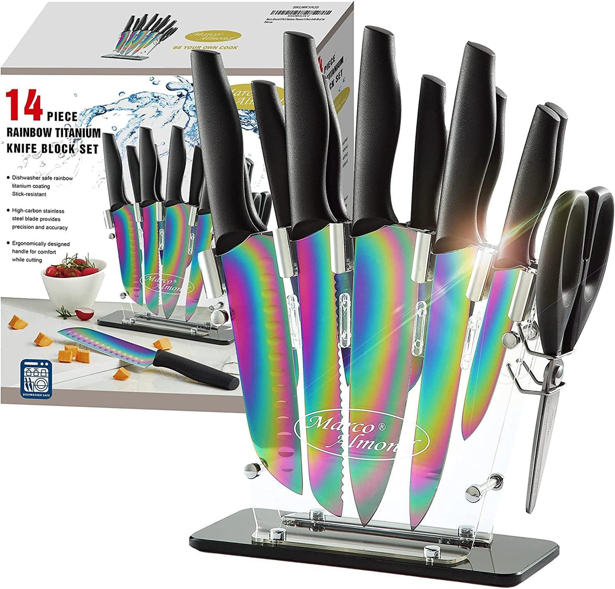 Marco Almond Kitchen Knife Set Chef Knife Set Black