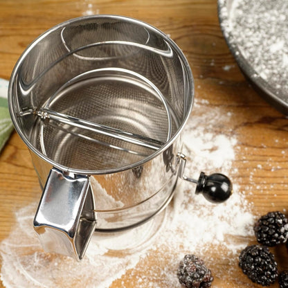 RSVP International Endurance® Stainless Steel Vintage One-Hand Sifter, 1 Cup | Top Cakes, Sift Flour, Marinade BBQ & More | Dishwasher Safe | Powder Sugar, Sift Flour, Spread Toppings & More