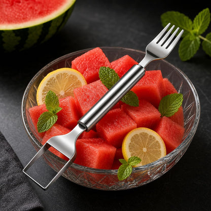 Watermelon Fork Slicer Cutter Double-headed - 2-Pack Stainless Steel Fruit Cutter Tool for Watermelon Stainless Steel Watermelon Slicer & Fruit Fork for Home Party Camping Kitchen Gadget