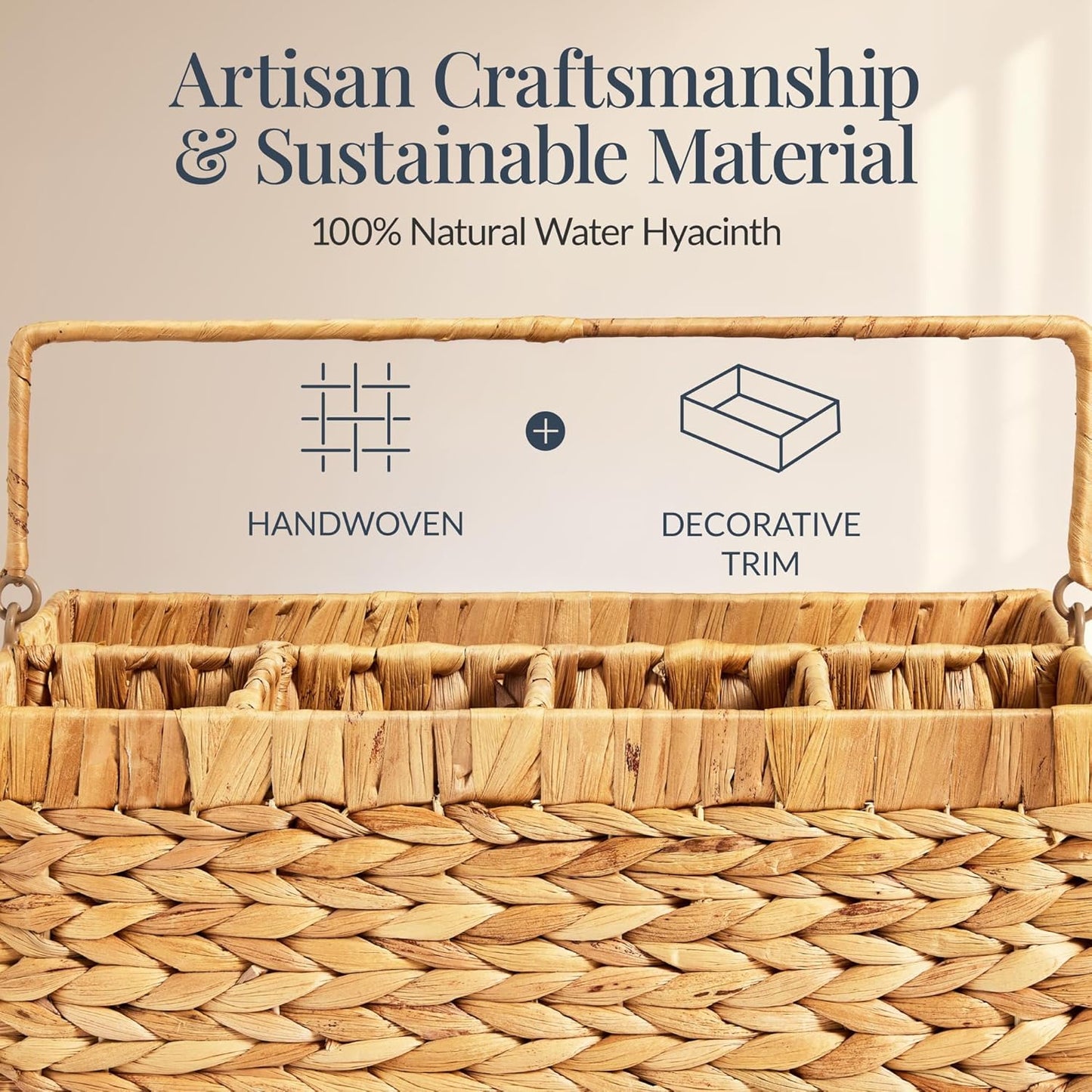 Best Choice Products Handwoven Silverware Organizer w/Handle, 5 Compartment Flatware Organizer, Shelf Storage Basket, Wicker Utensil Caddy, Cutlery Basket Holder for Party, Picnic, BBQ - Chestnut