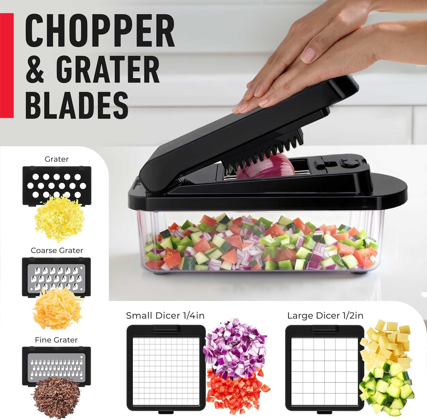 MUELLER HOME Pro-Series 10-in-1 Stainless Steel Multi Vegetable Chopper
