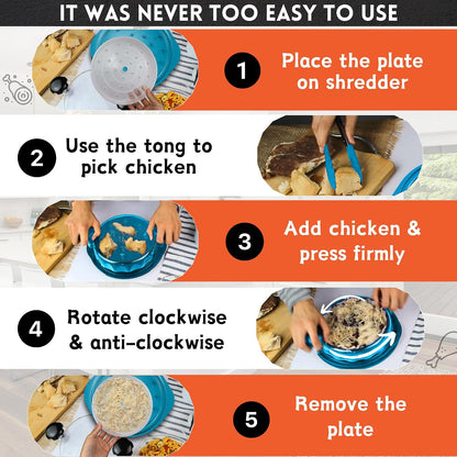 Chicken Shredder Tool Twist Large – 10.2 Inch Non Slip Meat Shredder with Removable Tray- BPA Free, Dishwasher Safe, Heat Resistant Chicken Breast Shredder with Handle & Serving Tong