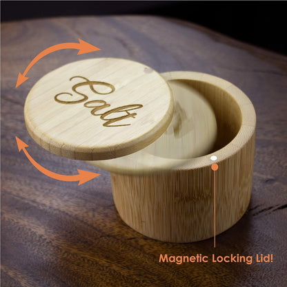 Totally Bamboo Salt Cellar with Swivel Lid, Salt Container for Countertop