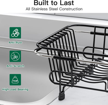 JASIWAY Dish Drying Rack in Sink, Dish Drainer with Cup and Utensil Holder