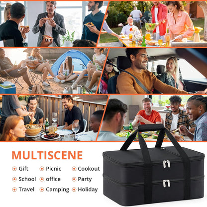 Insulated Casserole Carrier for Hot or Cold Food,Pie Carrier Bag Lunch Tote for Potluck Parties/Picnic/Cookouts, Fits 9"x13" Baking Dish,Grey