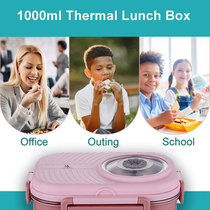 Kids Bento Lunch Box with Bag – Leakproof Stainless Steel Bento Box for School, 3 Compartments, Soup Bowl, Spoon & Chopsticks, Lunchbox Set for Girls & Boys (Blue)