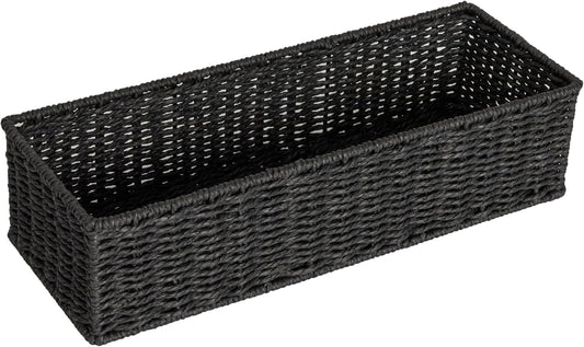 Household Essentials Water Hyacinth Rectangular Storage Basket with Handwoven Fibers and Iron Frame, Natural Finish