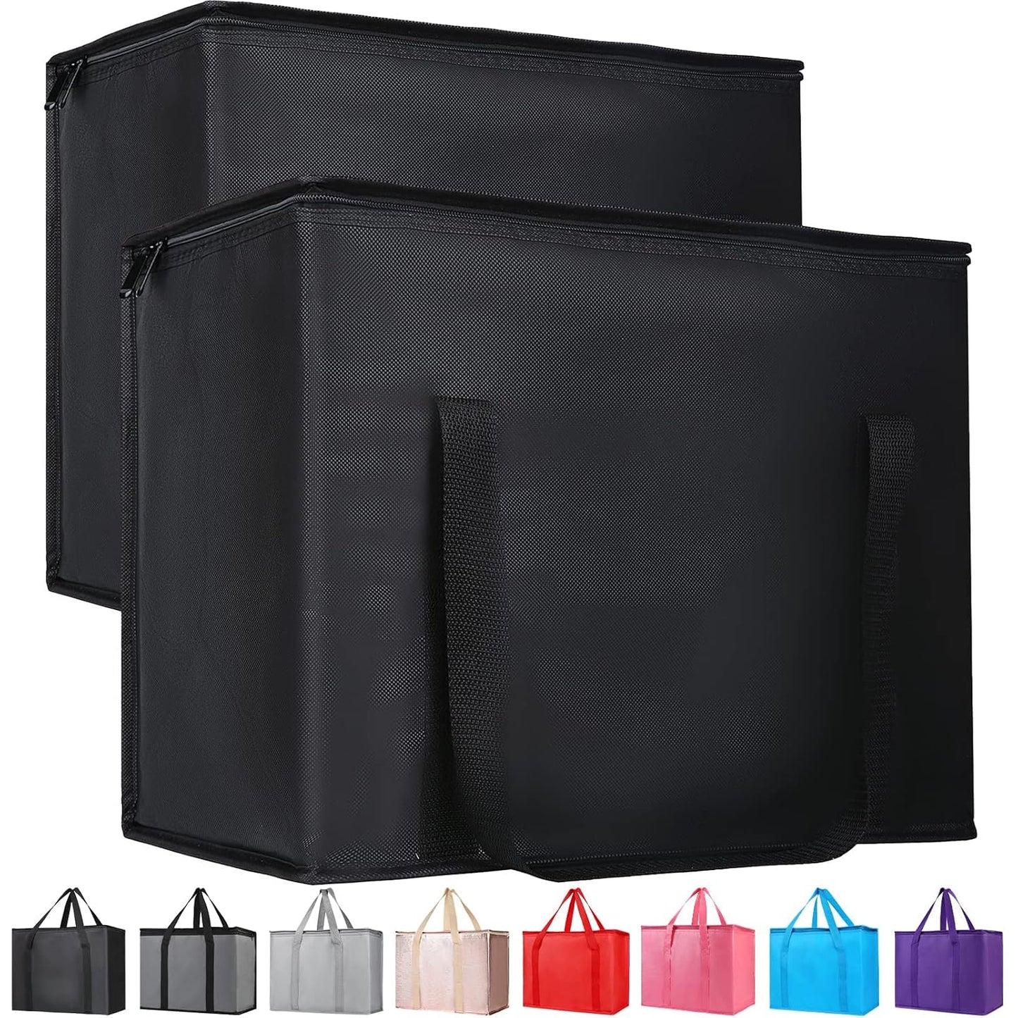 Bodaon Insulated Food Delivery Bag, XXXL Pizza Delivery Bags for Hot and Cold Food, Commercial, Large Capacity Reusable Warming Bag, Catering Cooler Bag for Rideshare, Warmers for Parties (Black, 1Pk)
