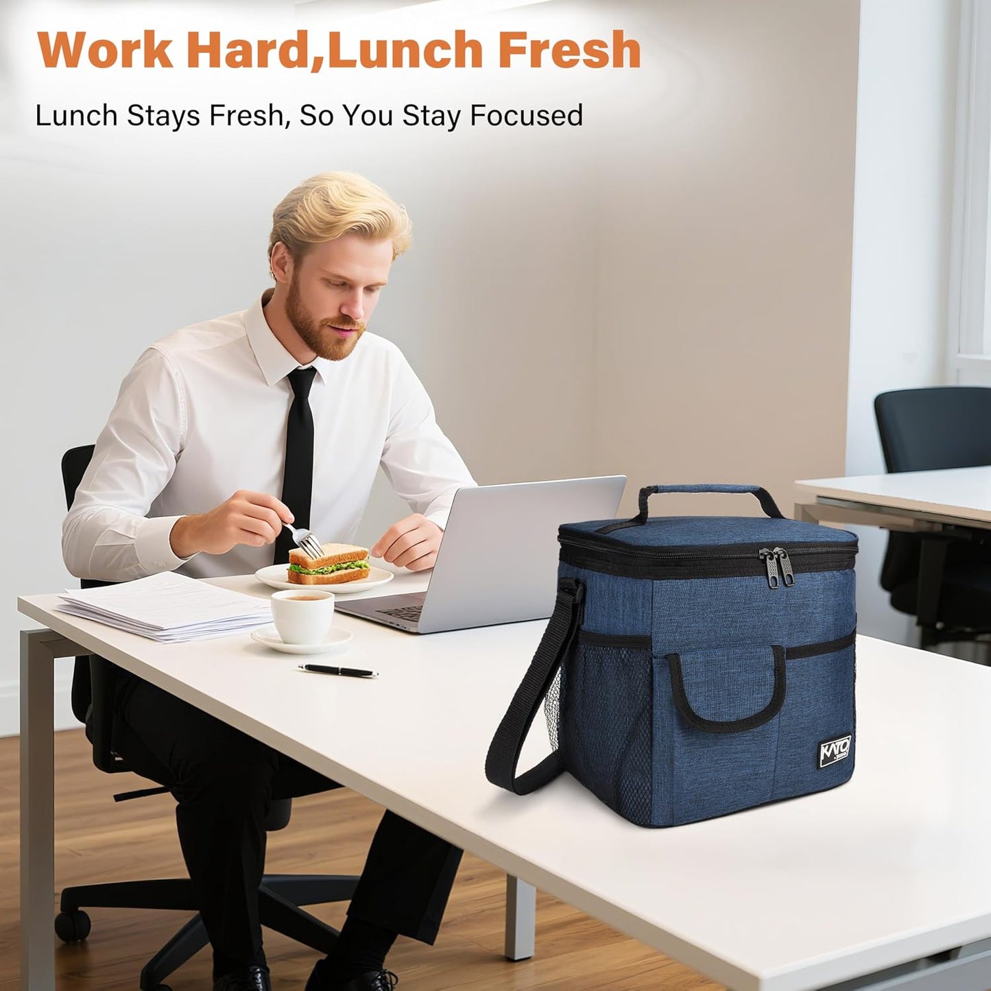 Tirrinia Insulated Lunch Bag for Women Men, Leakproof Lunch Box Containers for Adult, Work, School, Soft Lunchbox for Kids,Boys, Adult Cooler Bag for Picnic Hiking Beach,Charcoal