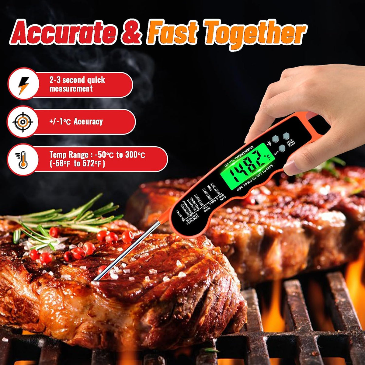 Meat Thermometer Digital, Instant Read Digital Meat Thermometer