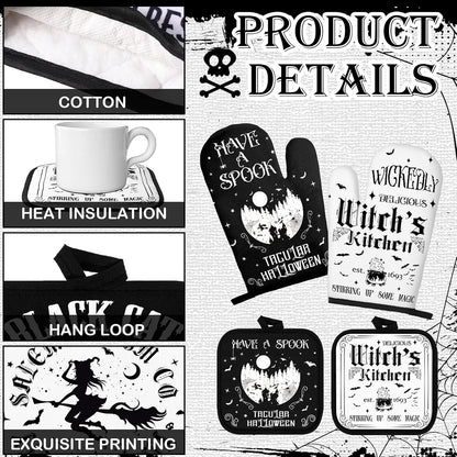 SiliFine 12 Pcs Fall Pumpkin Kitchen Towels Oven Mitts Pot Holders Set