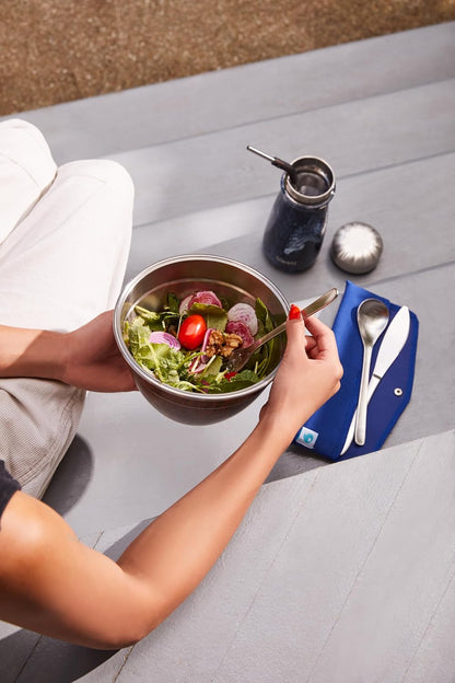 S'well Stainless Steel Salad Bowl Kit 64oz, Peacock Blue, Comes with 2oz Mini Canister and Removable Tray for Organization, Leakproof, Easy to Clean, Dishwasher Safe