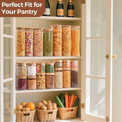 ComSaf 2Pcs Large Glass Storage Containers with Lids 4Qt, 1 Gallon Wide Mouth Flour Sugar Storage Containers, Large Capacity and Sealed for Rice, Cereal, Oat, Easy Clean and Scoop, Pantry Organization