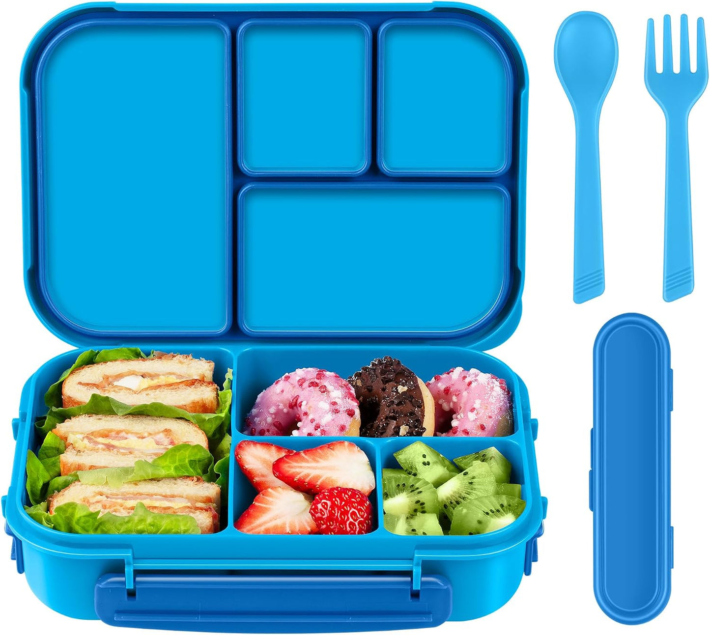 Amathley Lunch Box Kids,Bento Box Adult,Leakproof Lunch Containers for Adults/Kids/Toddler,1200ML-4 Compartments bento Lunch box with Utensil,Microwave & Dishwasher & Freezer Safe (Pink Berry)