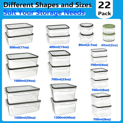 52-Piece Large Food Storage Containers with Lids Airtight, Health Material 85oz Leakproof Reusable Plastic Storage Containers, for Lunch, Meal Prep, and Leftovers, Kitchen Organizer, Freezer Container