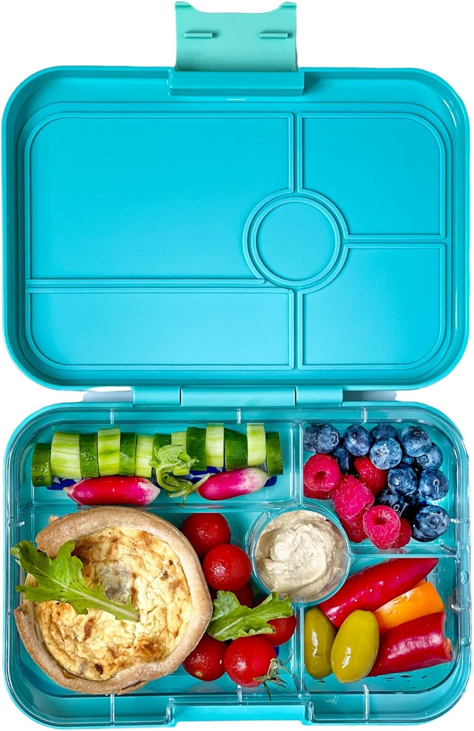Yumbox Tapas Leakproof Bento Box, 5 Compartments, Antibes Blue | Large Capacity Design | Removable Compartment Tray | Easy-Open Single Latch | Ideal for Teens & Adults | Dishwasher-Safe Tray
