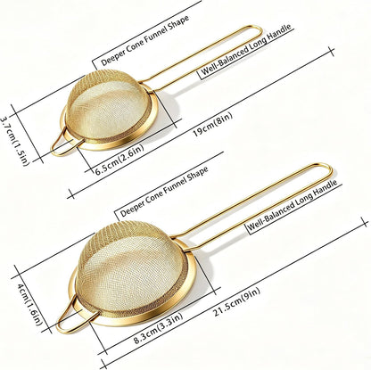 2 Pack Fine Mesh Strainers, Stainless Steel Sieve with Handle for Kitchen