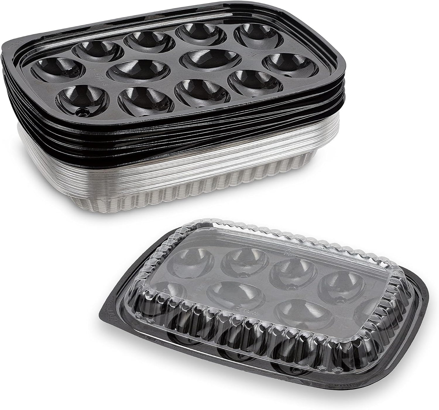 MT Products Clear Deviled Egg Containers Holds 12 Eggs 10.2" x 7.4" x 1" - Durable Egg Platter Tray (Pack of 12) - Made in the USA