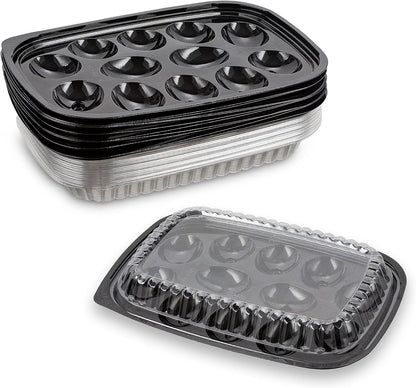 MT Products Clear Deviled Egg Containers Holds 12 Eggs 10.2" x 7.4" x 1" - Durable Egg Platter Tray (Pack of 12) - Made in the USA