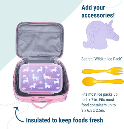 Wildkin Kids Insulated Lunch Box, Keeps Food Hot or Cold, BPA-Free with Mesh Pockets & Easy-Clean Lining – Ideal for School, Travel & Daycare – Holographic