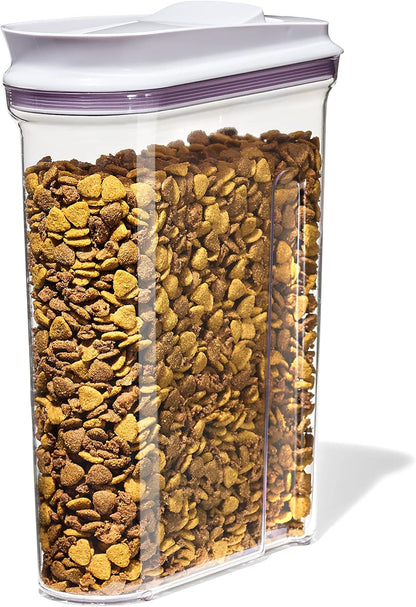 OXO Good Grips Pet POP Container – 6.0 Qt/5.7 L with Half Scoop, Ideal for up to 6.5lbs of Dog Food or 4.5lbs of Cat Food, Airtight Dog and Cat Food Storage Container, BPA Free, Clear