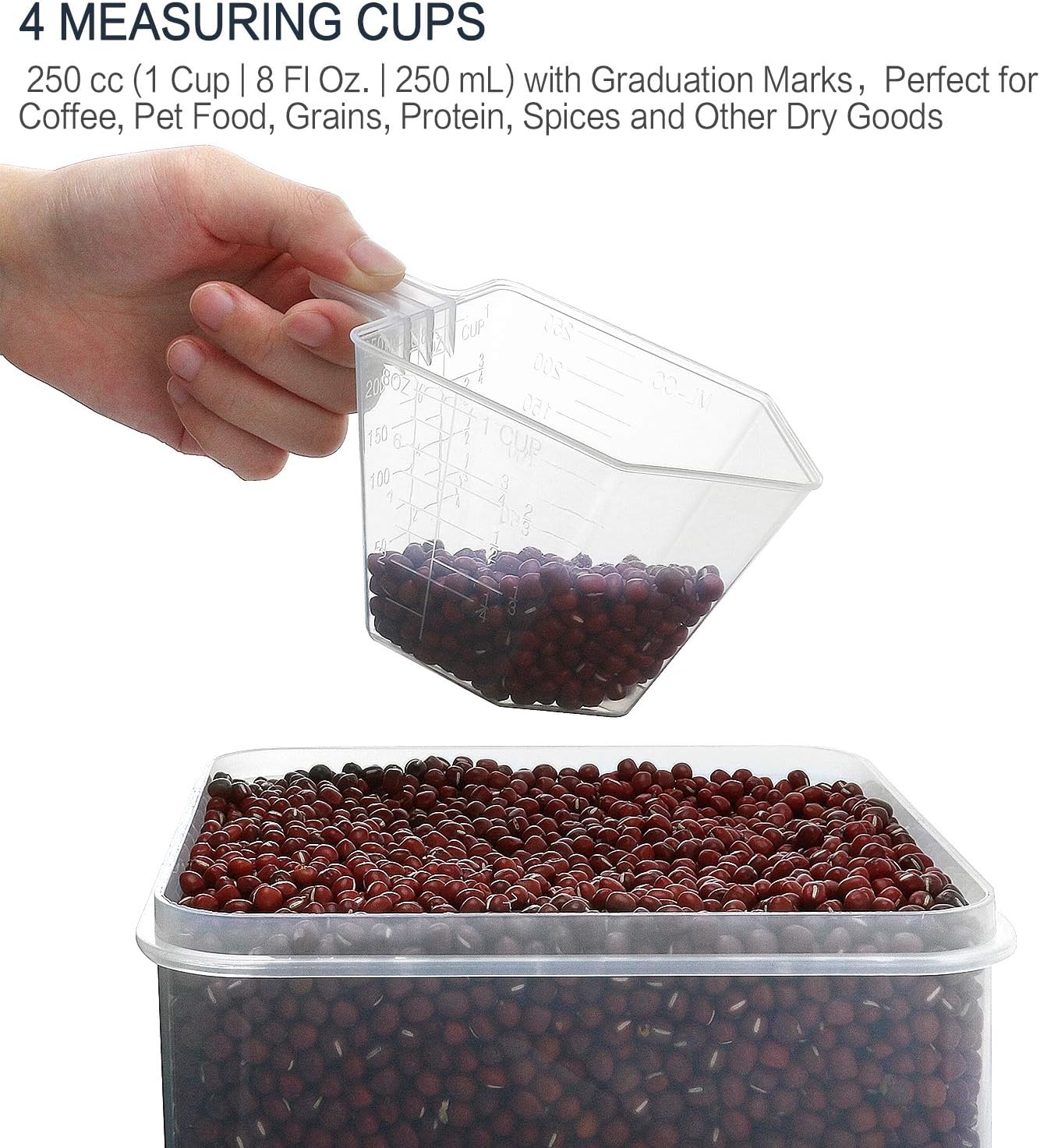 M MCIRCO Extra Large 7qt / 6.5L/220oz Tall Food Storage Containers, WIDE & DEEP, 4-Piece Plastic Airtight Kitchen Pantry Storage Containers for Flour, Sugar, with 4 Measuring Cups,20 Labels