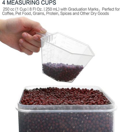 M MCIRCO Extra Large 7qt / 6.5L/220oz Tall Food Storage Containers, WIDE & DEEP, 4-Piece Plastic Airtight Kitchen Pantry Storage Containers for Flour, Sugar, with 4 Measuring Cups,20 Labels