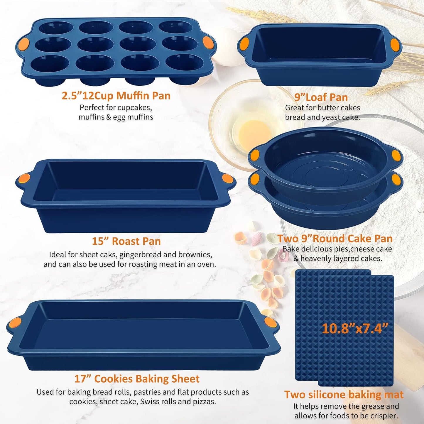 To encounter 2Pack Silicone Muffin Pan with Metal Frame, 12 Cup Regular Size Cupcake Pan, Non-Stick Baking Tray, Food Grade Baking Molds for Oven, Dishwasher Safe