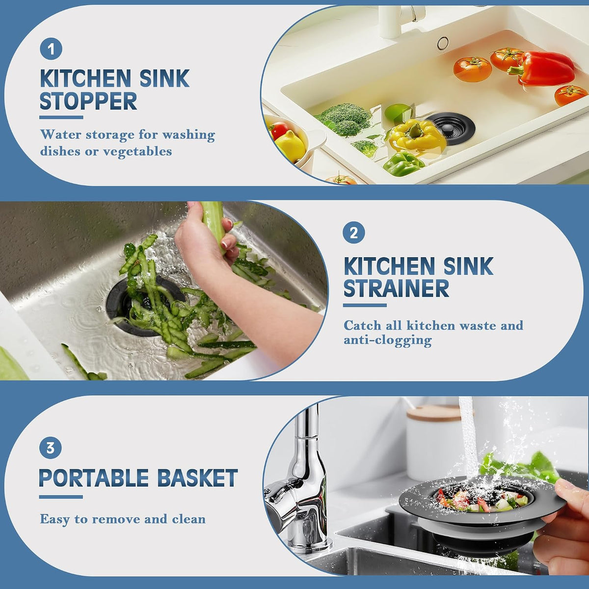 TGOSOMT Kitchen Sink Drain Strainer Stopper