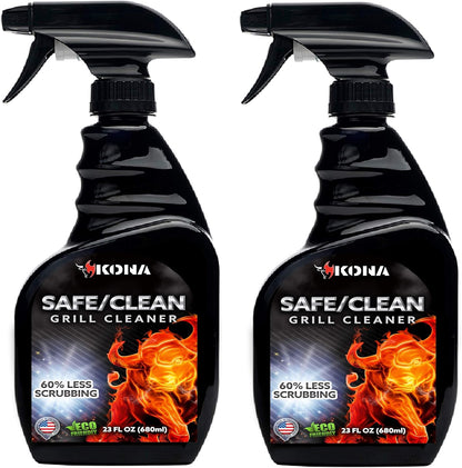 Kona Safe/Clean Grill Cleaner Spray - Now 40% More Cleaning Power, Heavy Duty No-Drip Gel, Eco-Friendly, Food Safe, BBQ Grate Degreaser, Biodegradable, Made in Michigan USA - 23oz