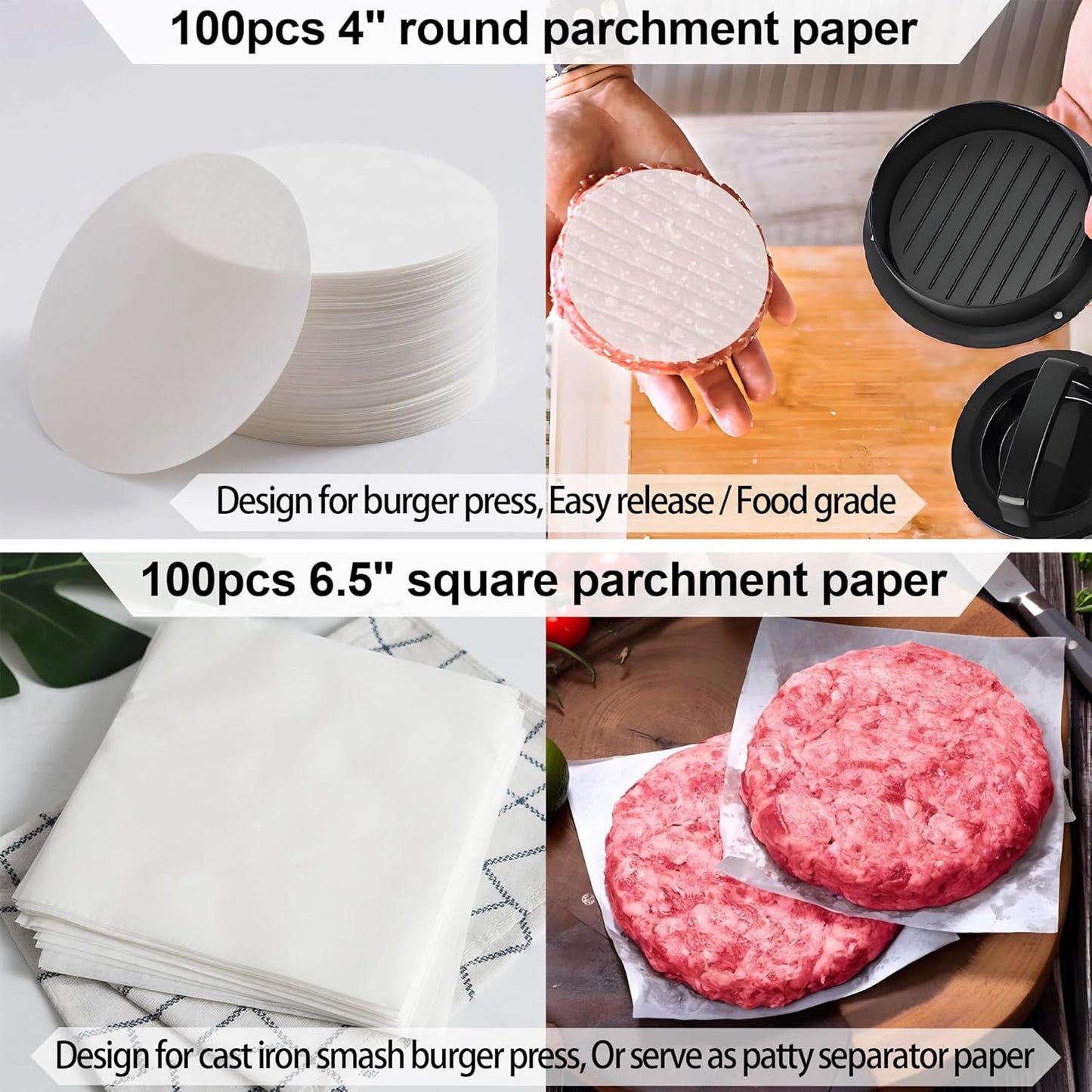 7" Cast Iron Smash Burger Press, Hamburger Press Patty Maker, Stainless Steel Spatula, Nonstick Patty Papers, Seasoning Shaker and Brush, Smash Burger Press Kit for Blackstone Griddle Grills