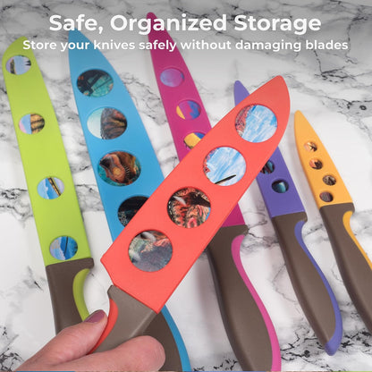 CHEF'S VISION Landscape BladeKeepers, 6 Color-Matched Knife Blade Covers