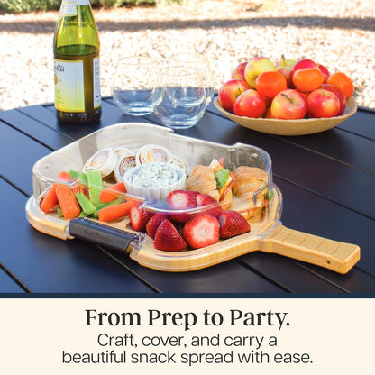 Totally Bamboo Flip, Serve & Store Charcuterie Board with Lid, Reversible Bamboo Cutting Board and Portable Cheese Tray with Compartments, Locking Travel Cover, 15.5 x 11.5 Inches