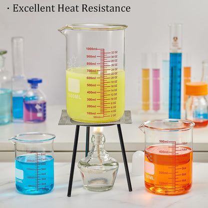 Ackers Mini Glass Measuring Beaker Set, Borosilicate, 2oz 4oz 8oz Measuring Cups
