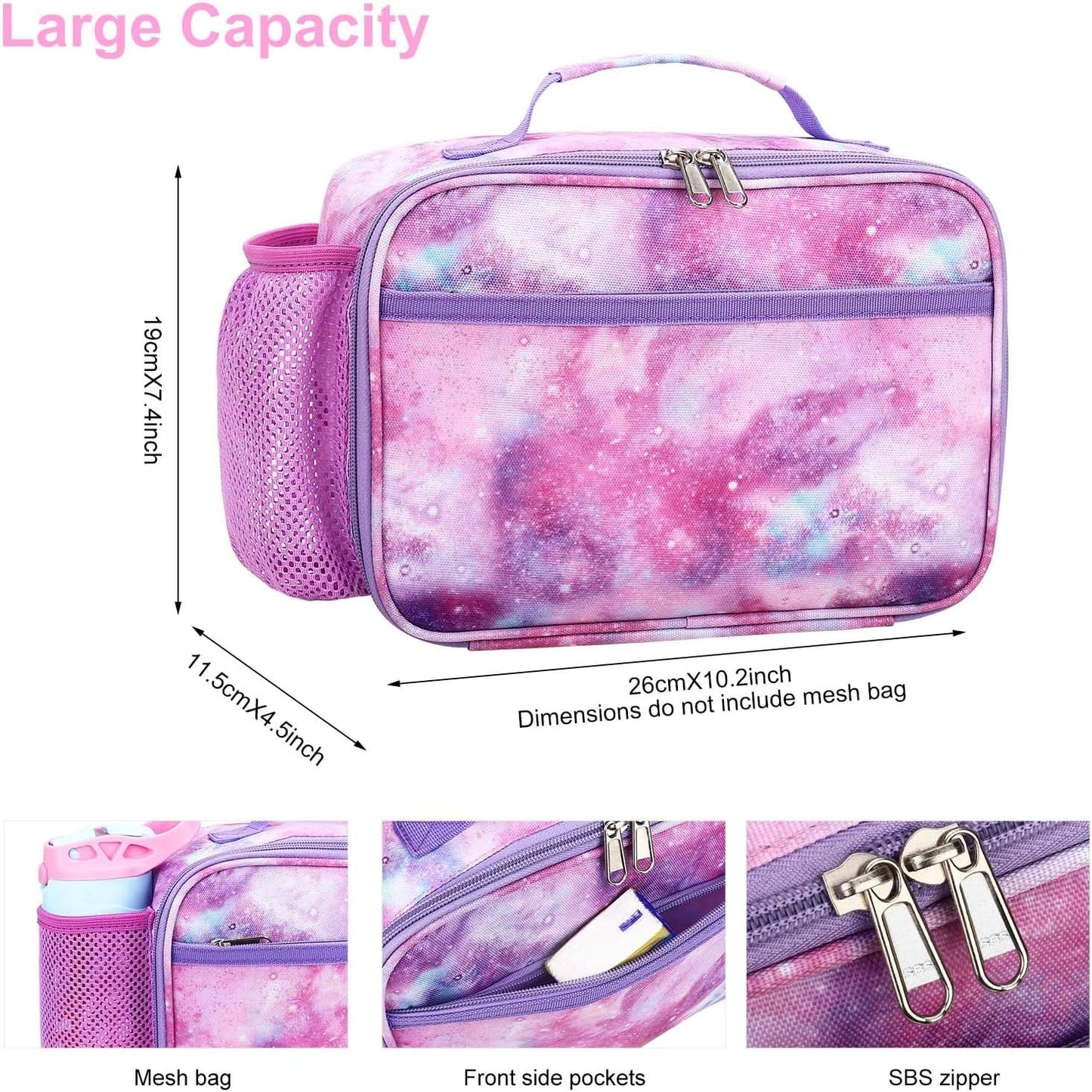 RHCPFOVR Kids Lunch Bag - Insulated Lunch Box for Boys Girls,Washable Lunch Bag and Reusable Toddler Leak-proof Lunchbox for School and Daycare - Colors B