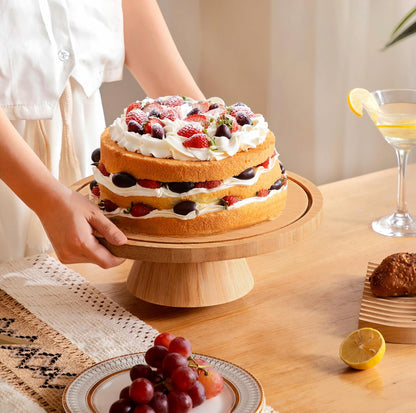 HBlife Cake Stand with Lid (11.4"), Multifunctional Cake Stand with Acrylic Dome, Acacia Wood 6-in-1 Cake Plate Display Stand with Cover for Baking Gifts, Birthday Kitchen Parties, Weddings