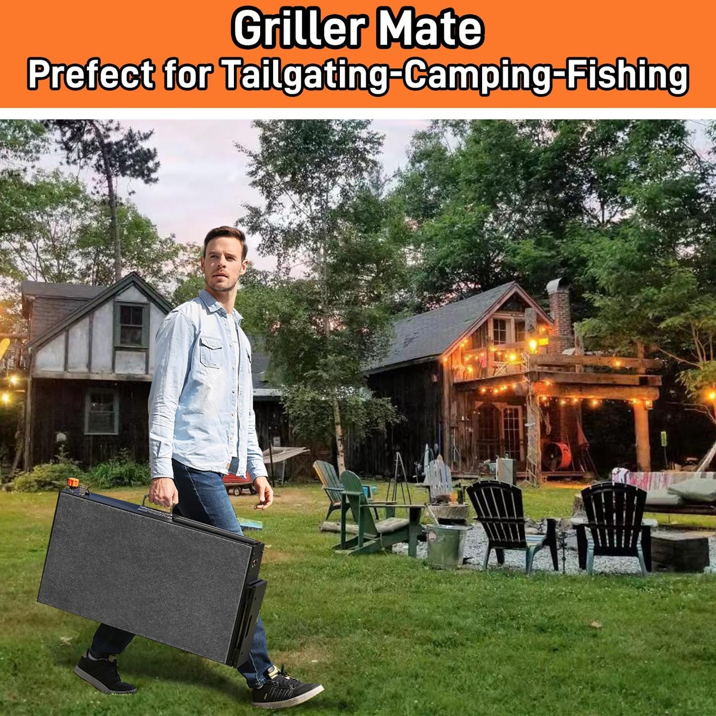 EUTRKei Grill Table for Blackstone Griddle, Portable Griddle Table with Caddy - Fit 17” or 22” Other Tabletop Grill, Foldable Ninja Grill Stand& Blackstone Griddle Stand for Outdoor Tailgating-Camping