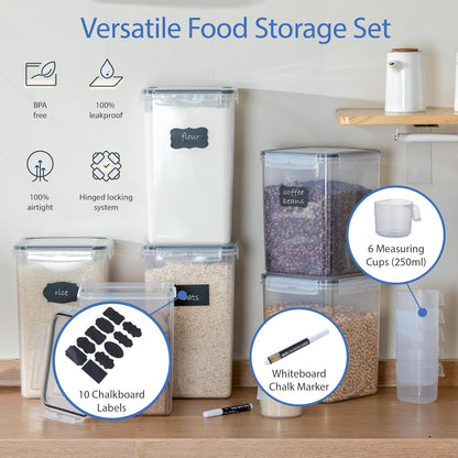 Chef's Path Extra Large Airtight Food Storage Containers with Lids, Pack of 2, 6.5L, 220Oz, Airtight Kitchen and Pantry Bulk Canisters for Flour, Sugar, Rice, and Baking Supplies - Transparent