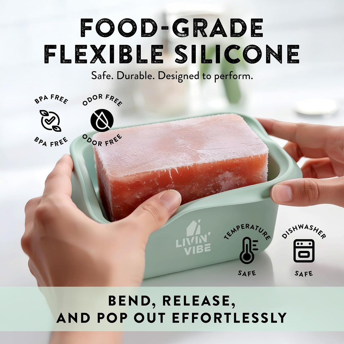 Silicone Freezer Trays with Lids, 4 Pack, 8.45 fl oz (250 ml) Each, Flexible Reusable Food Grade Silicone Containers for Ice, Soups, Meal Prep & Storage