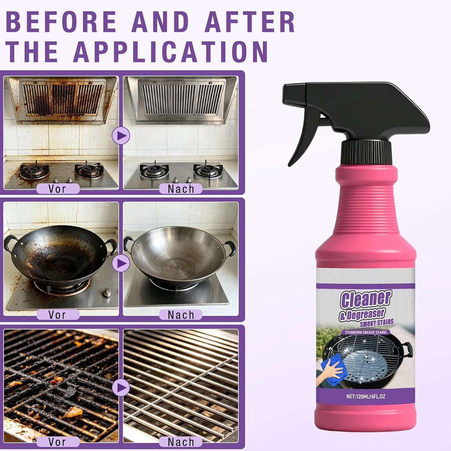 Fast-Acting Heavy-Duty Grill Degreaser Spray,Heavy Duty BBQ Grill Degreaser,All Purpose Heavy Duty Cleaner for Burnt Food & Grease(2PCS)