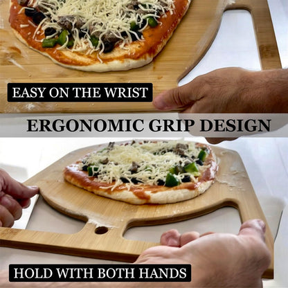 Pizza Cutting Board & Pizza Cutter, 14" Pizza Board | Gift Pizza Set, Best Pizza Cutter Rocker Blade, Bamboo Pizza Cutting Board, Pizza Slicer, Pizza Serving Board,Pizza Rocker Knife For Cutting Pizza