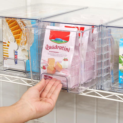 Vtopmart 4Pack Large Stackable Pantry Storage Drawers, Clear Organizer Bins with Handles, Acrylic Drawer Organizers for Kitchen, Pantry, Bathroom Undersink, Cabinet Organization and Storage