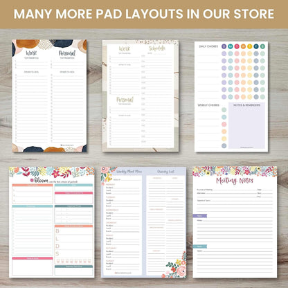 bloom daily planners Weekly Meal Planning Pad - Magnetic Hanging Refrigerator Menu Planner with Tear-Off Sheets & Perforated Grocery Shopping Lists - 6” x 9” (Grey & Pink)