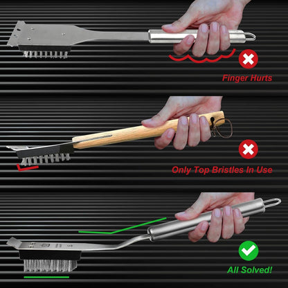 GRILLART Grill Brush Bristle Free, Safe Grill Brush for Outdoor Grill, SteamWizards BBQ Grill Cleaning Brush Kit, Replaceable Head Grill Scraper Tool, Grill Cleaner BBQ Accessories, Gifts for Men/Dad