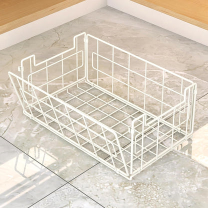 2Pack Wire Storage Bins Baskets,13.8inch Large Foldable Organizer Multipurpose Steel Basket Pantry Storage Bin Rack with Handle for Kitchen Cabinets, Pantry, Freezer, Bathroom,Closets 35x21.5x16 cm